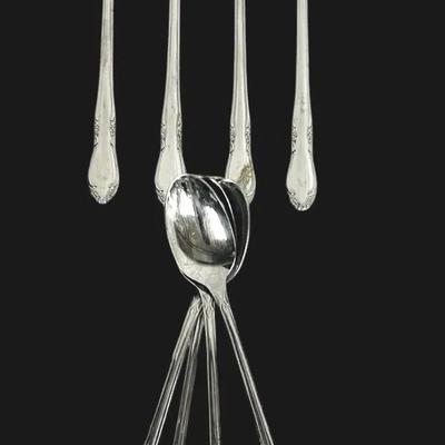 8-pc Set Oneida “Plantation” Stainless Ice Tea Spoons Vintage Mid-Century Flatware 