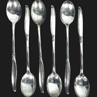 6-pc Set Wm. Rogers “Sweep” Silverplate Iced Tea Spoons – Elegant Mid-Century Modern Design