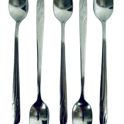 5-pc Set Thor Stainless USA Iced Tea Spoons “Starlet” Pattern by Oneida
