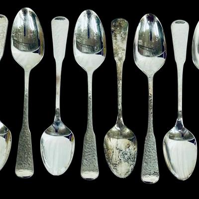 10-pc Set Oneida 1881 Rogers “First Colony” 6” Silverplate Teaspoons – Hammered Finish
