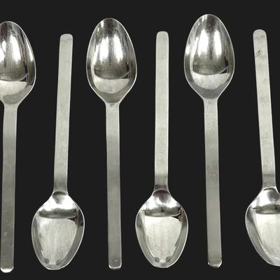 5-pc Set Nilsjohan Retro Stainless “RAK” Large Spoons Mid-Century Modern Sweden