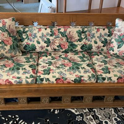 Vintage Wooden Davenport With Floral Touches