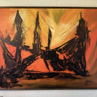 4.5 Ft By 3.5 Ft Dramatic Vintage Framed Art