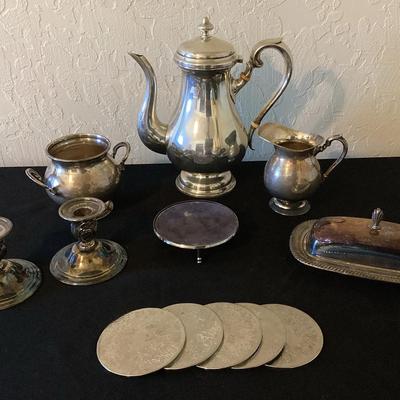 Silver Plated Pitcher, Creamer, And Sugar Bowl 