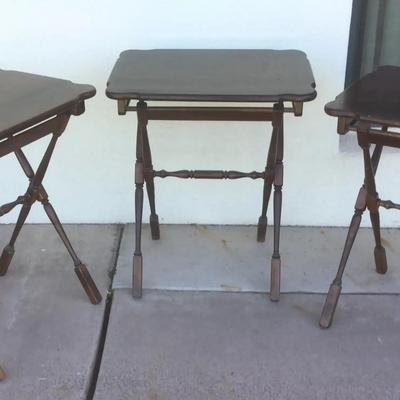 (4) Vintage Ethan Allen  Wooden Folding Tray Tables
