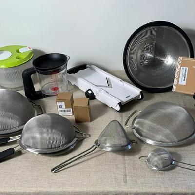 Various Strainers, Oxo Measuring Cups, Salad Spinners And More