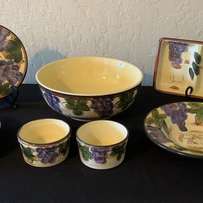 Hand-painted Grape Themed Serving Dishes And More