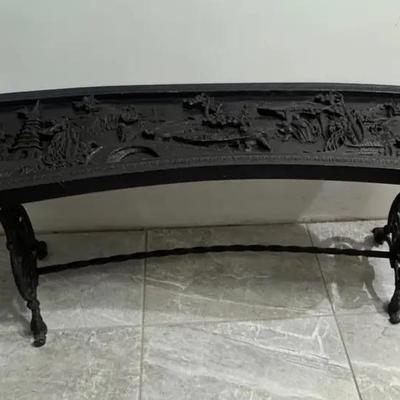 Wrought Iron Hand Carved Chinese Bench/Table  