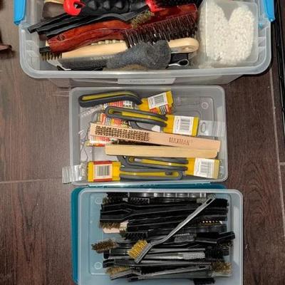 Many, Various Tool Cleaning Brushes And Two Saker Wood Working Tools