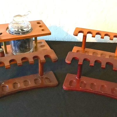 Pipe Stands And Tobacco Jar
