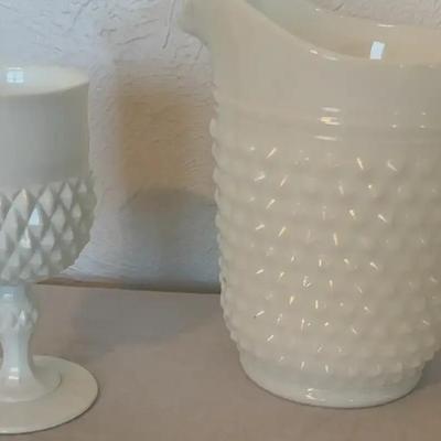 Hobnail Pattern Milk Glass