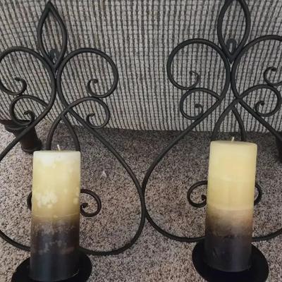 2 Wall Candle Holders With Candles
