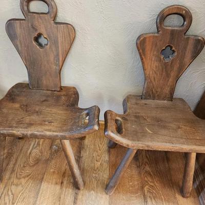 Rustic Wood Chairs Set Of Two Kids Size 