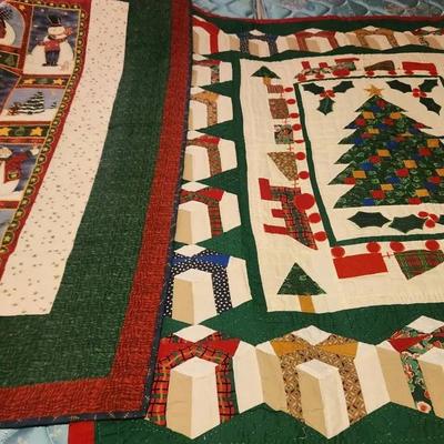 Two Christmas Holiday Lap Quilts 