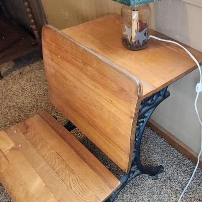 Antique Cast Iron & Wood Desk