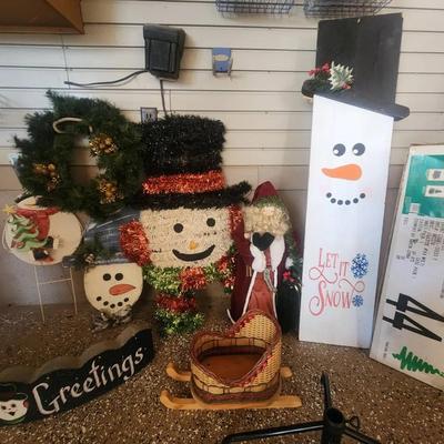 Christmas Holiday Decorations - 4' Pre-lit Tree, Tree Stand, Concrete Painted Paver 