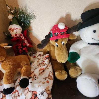 Holiday Moose Plush, Musical Rudolph Plush, Snowman & Soft Blanket 