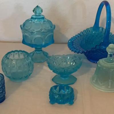 Fenton Glass and Other Light Blue Glassware 