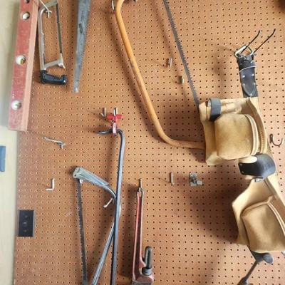 Hand Saws, Level, Pipewrench & Toolbelt