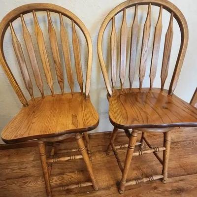 Oak Bar Stools - Set Of Two