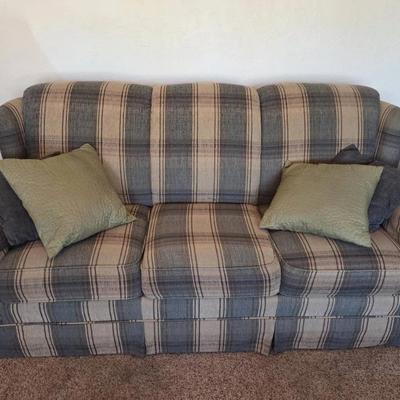 Flex Steel Blue & Beige Couch & Foot Stool