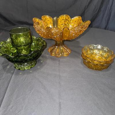 Green + Amber Colored Dishes 