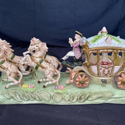 Vintage Porcelain Horse Drawn Carriage 