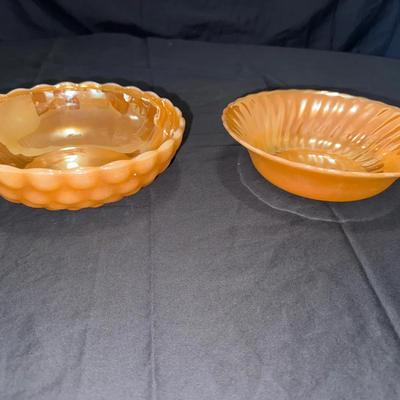 Fire-King Peach Lustre Bowls
