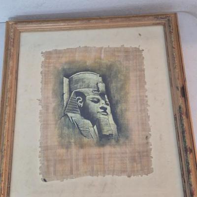 Signed Framed "Ramesses II" Painting of Seated Statue at Abu Simbel - 22" x 26"