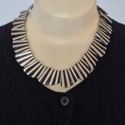 Vintage Sarah Coventry Art Deco Gold & Black 16" Bracelet Clasp Statement Necklace