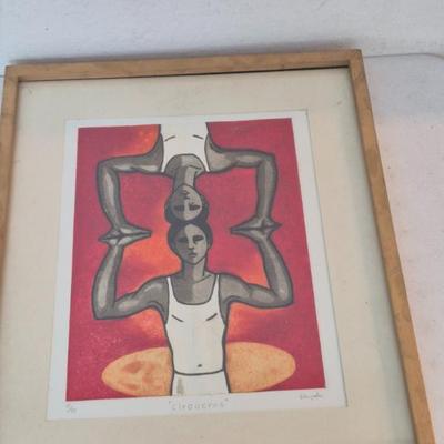 LE Signed Numbered Framed (Appears) Original "Cirqueros" by Valenzuela - 23" x 27"