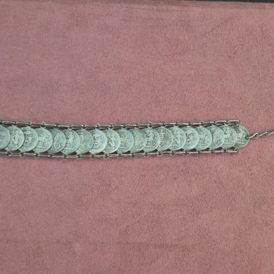 Vintage Signs of the Zodiac Coin 7½" Spring Ring Clasp Bracelet