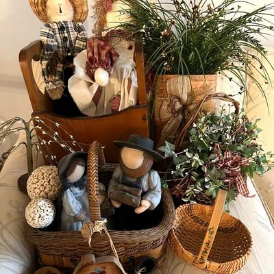 Country Decor with Baskets, Rag Dolls