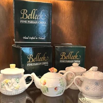 Belleek Fine Parian China Mini Teapots (4)
