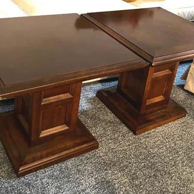 Ethan Allen Classic Manor Solid Maple Square Pedestal Accent Tables (2)