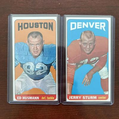 1965 Topps Football Tall Boy Football Cards. Ed Hussmann and Jerry Sturm