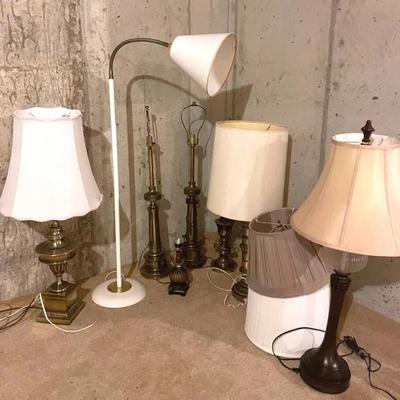 Brass Table Lamps With Floor Lamp And Hanging Stiffel Lamp 