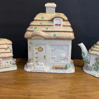 Lenox “Irish Blessing” Cookie Jar, Covered Butter Dish And Teapot
