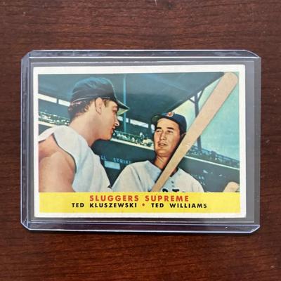 1959 Topps Baseball Card. Sluggers Supreme. Ted William & Ted Kluszewski. Card #321