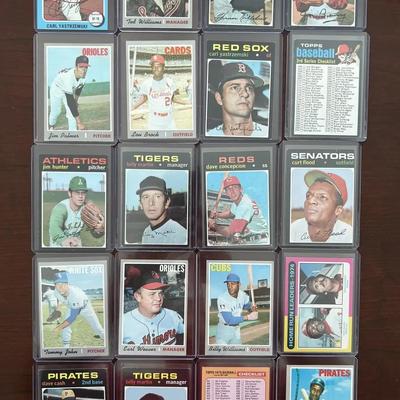1970s Topps Baseball Cards. Carl Yastrzemski, Ted Williams, Jim Palmer, Lou Brock and More