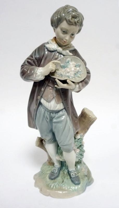 Sale Photo Thumbnail #59: 1059	LLADRO PORCELAIN FIGURE *DONCEL WITH ROSES* APPROXIMATELY 11 IN HIGH
