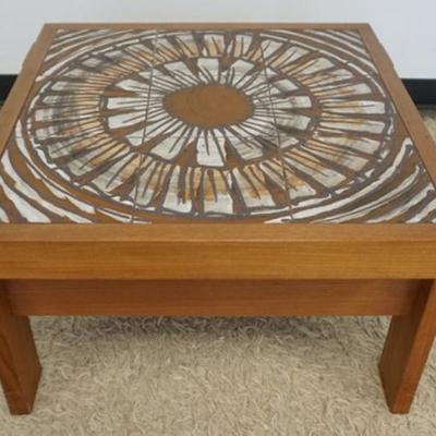 1250	DANISH MODERN TEAK TILE TOP STAND, APPROXIMATELY 28 IN X 27 IN X 19 IN H
