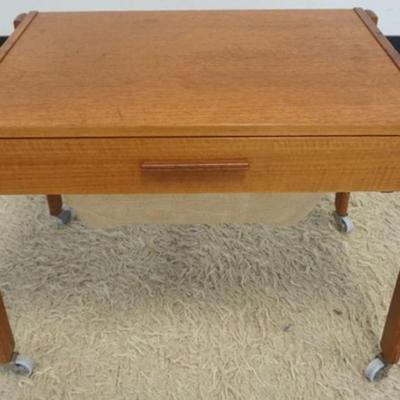 1251	DANISH MODERN TEAK SEWING STAND AND CONTENTS, APPROXIMATELY 18 IN X 27 IN X 20 IN H
