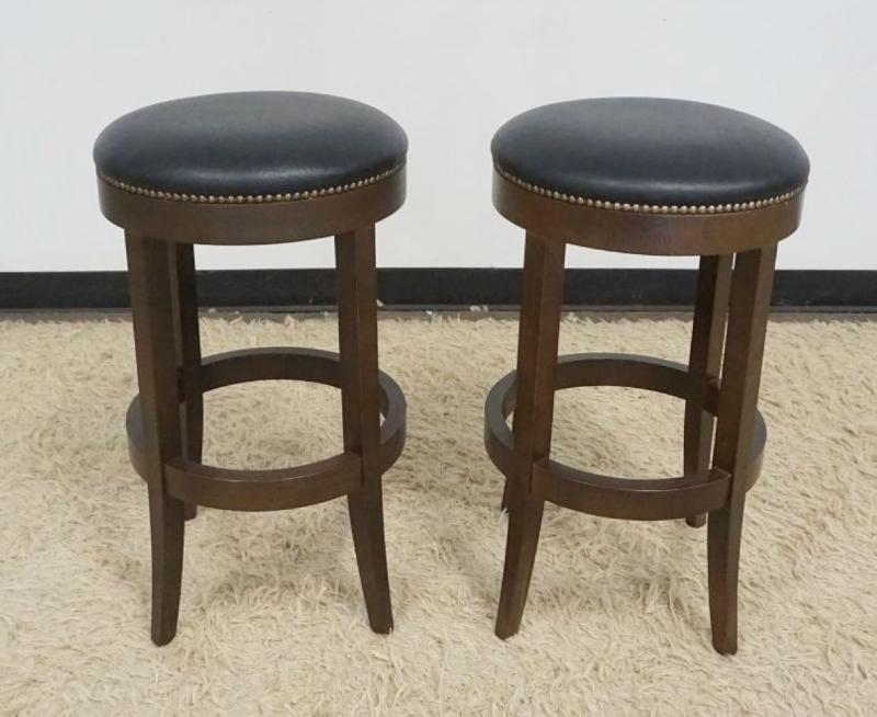 Sale Photo Thumbnail #231: 1230	PAIR OF POTTERY BARN BAR STOOLS, EACH APPROXIMATELY 16 IN X 27 IN H
