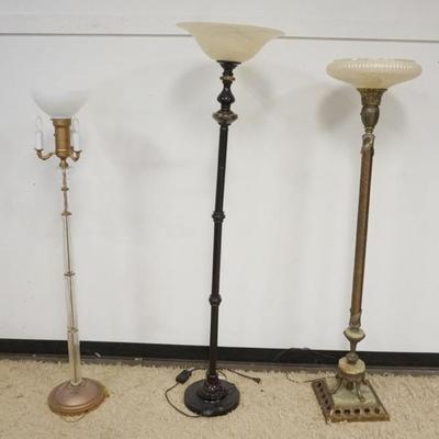 1286	GROUP OF 3 FLOOR LAMPS, 1 WITH ONYX BASE, TALLEST APPROXIMATELY 70 IN H
