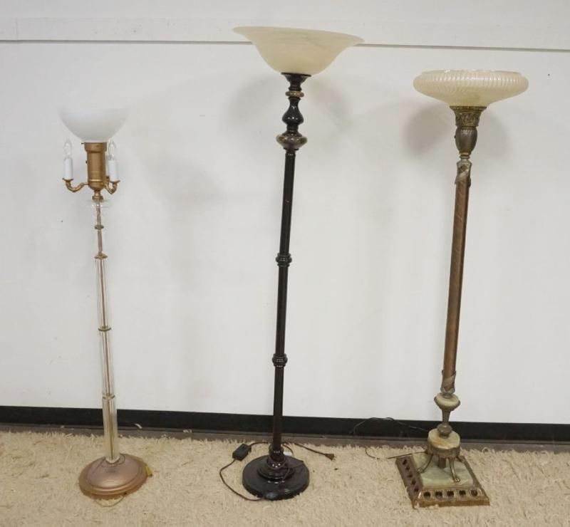 Sale Photo Thumbnail #287: 1286	GROUP OF 3 FLOOR LAMPS, 1 WITH ONYX BASE, TALLEST APPROXIMATELY 70 IN H
