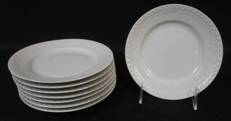 Sale Photo Thumbnail #23: 1023	ROYAL COPENHAGEN WHITE HALF LACE 8-6 3/4 IN PLATES
