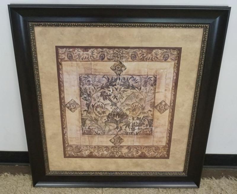 Sale Photo Thumbnail #119: 1119	FRAMED AND MATTED PRINT, DECORATIVE FLORAL DESIGN, APPROXIMATELY 35 IN X 37 IN OVERALL
