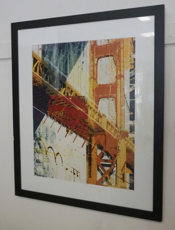 Sale Photo Thumbnail #118: 1118	LARGE FRAMED AND MATTED PRINT *INTO MANHATTAN* NOHA, APPROXIMATELY 32 IN X 38 IN OVERALL, SOME CHIPPING ON OUTER FRAME
