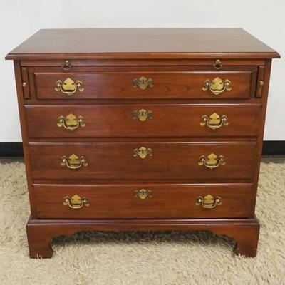 1275	HENKEL HARRIS VIRGINIA GALLERIES SOLID BLACK CHERRY 4 DRAWER CHEST WITH PULL OUT SURFACE ON TOP, APPROXIMATELY 34 IN X 19 IN X 31 IN H
